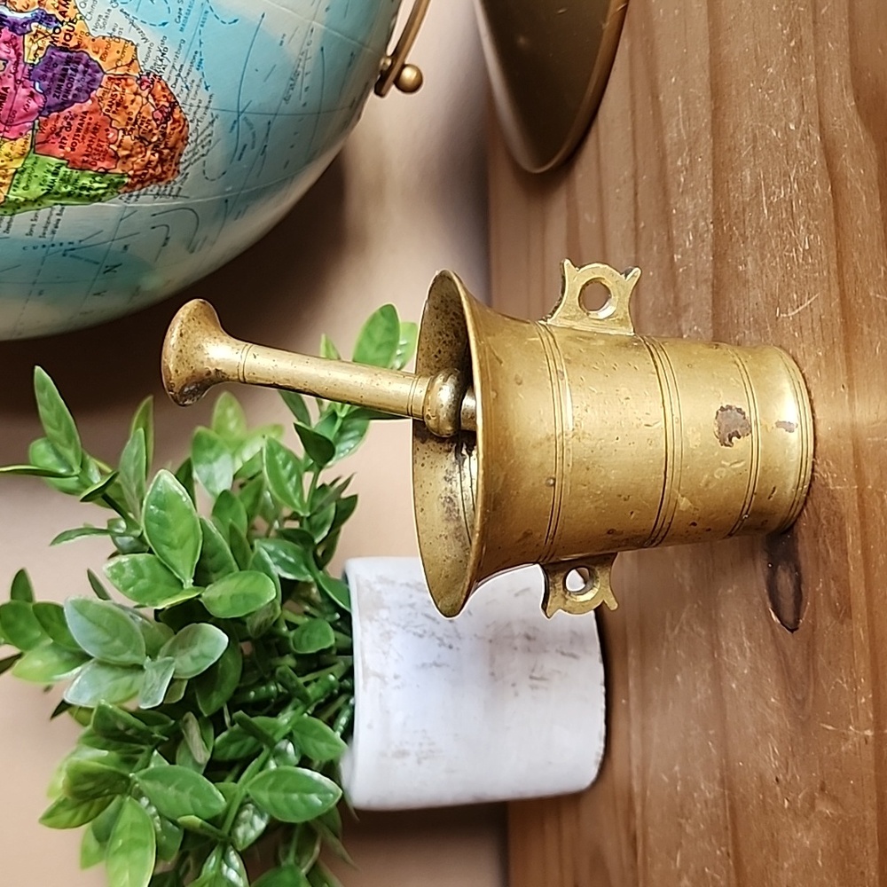 Vintage solid brass mortar and pestle